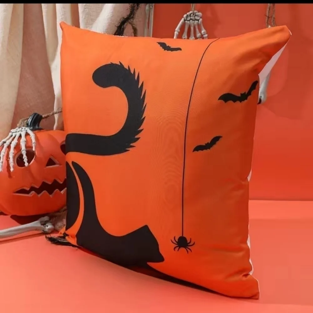 New Halloween black cat silhouette home decor accent pillow case